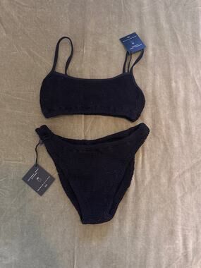 NWT Skatie Black Crinkle Bikini Set OSFM